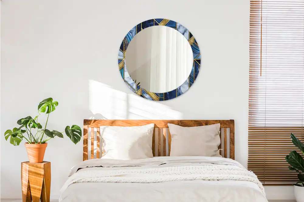 Round decorative mirror Modern marble