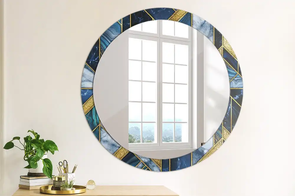 Round decorative mirror Modern marble