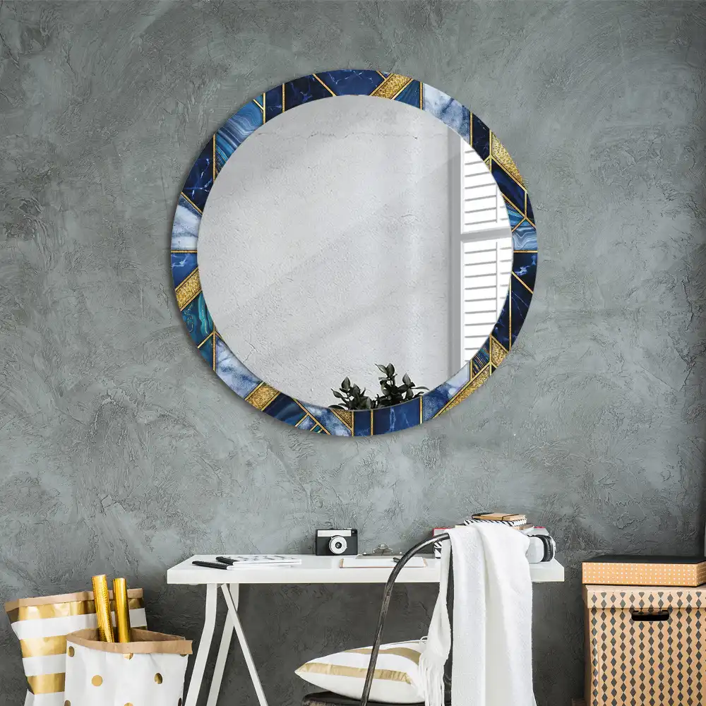 Round decorative mirror Modern marble