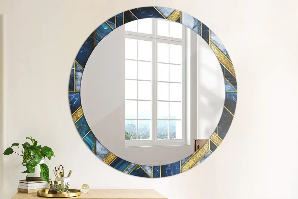 Round decorative mirror Modern marble