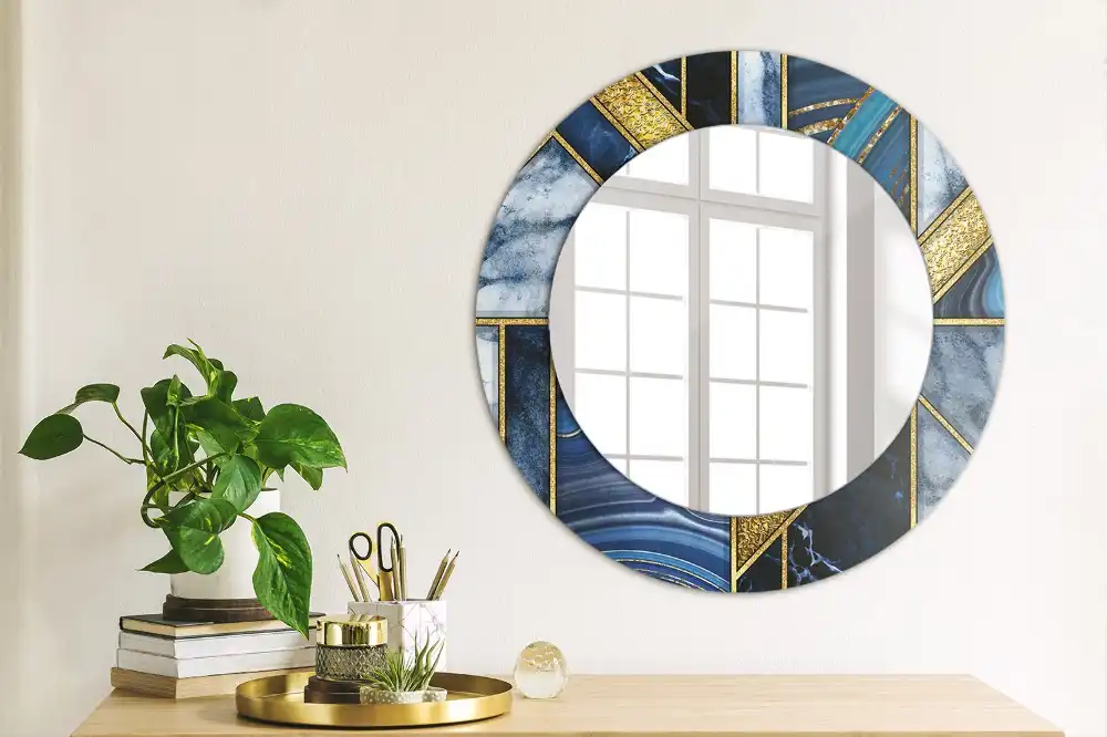 Round decorative mirror Modern marble