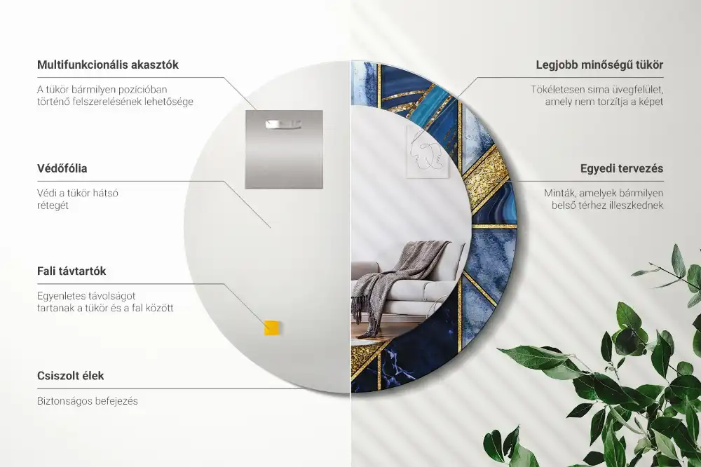 Round decorative mirror Modern marble