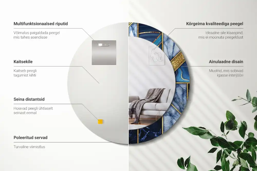 Round decorative mirror Modern marble