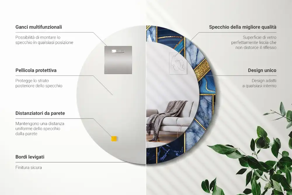 Round decorative mirror Modern marble