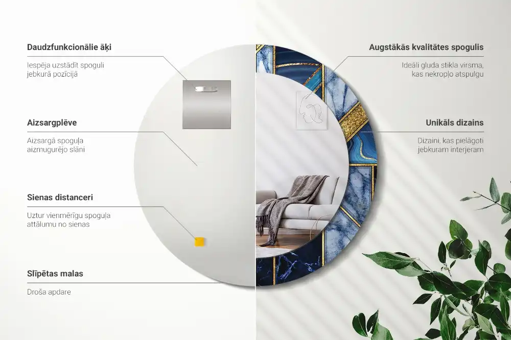 Round decorative mirror Modern marble