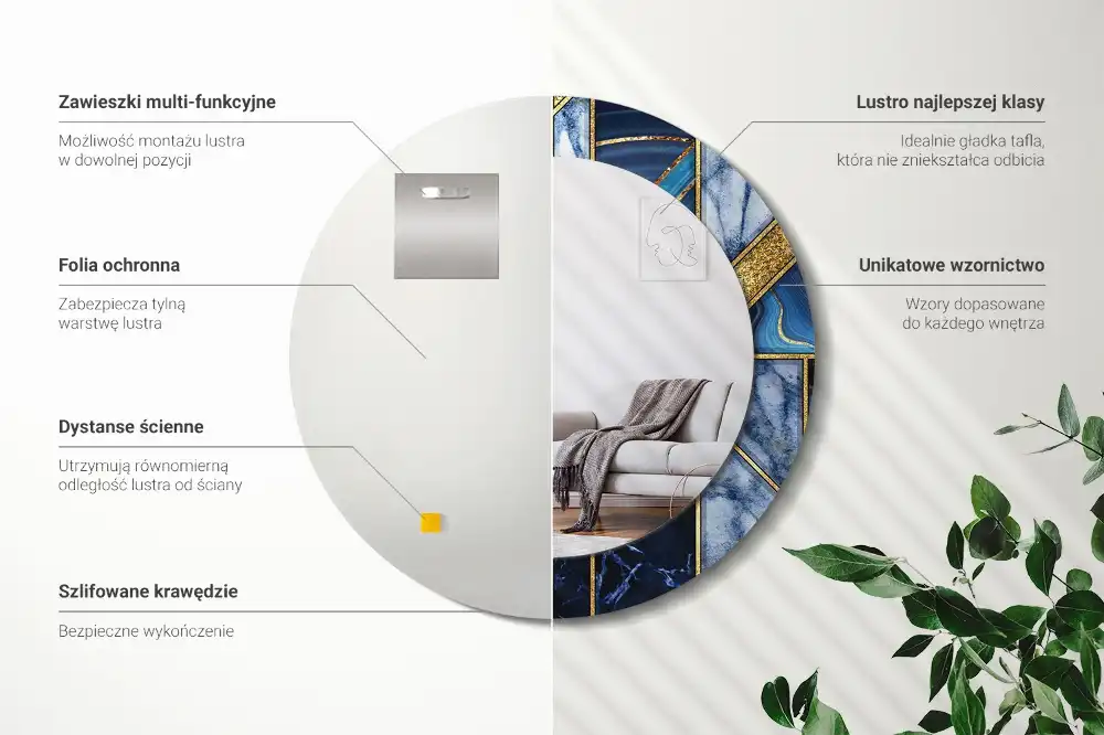 Round decorative mirror Modern marble