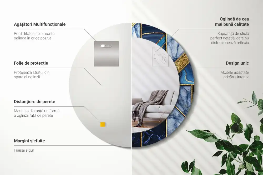 Round decorative mirror Modern marble