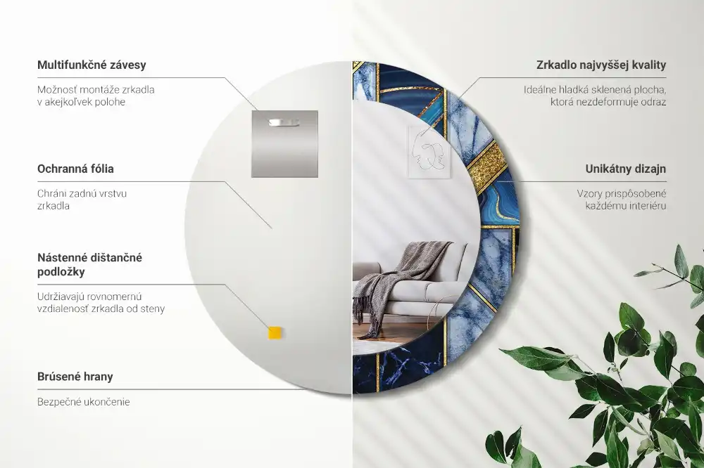 Round decorative mirror Modern marble