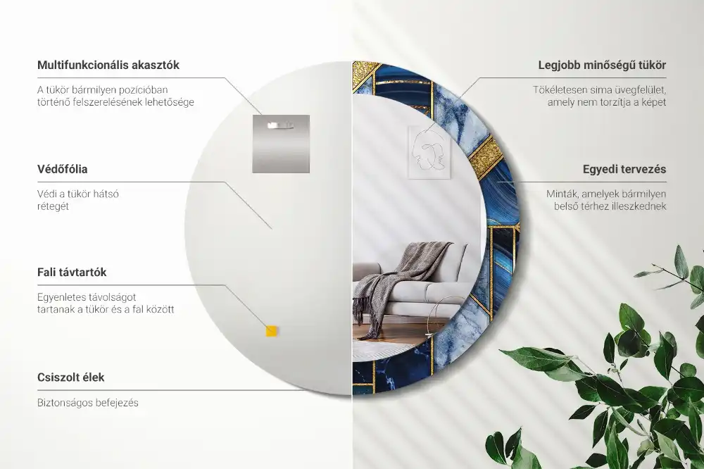 Round decorative mirror Modern marble