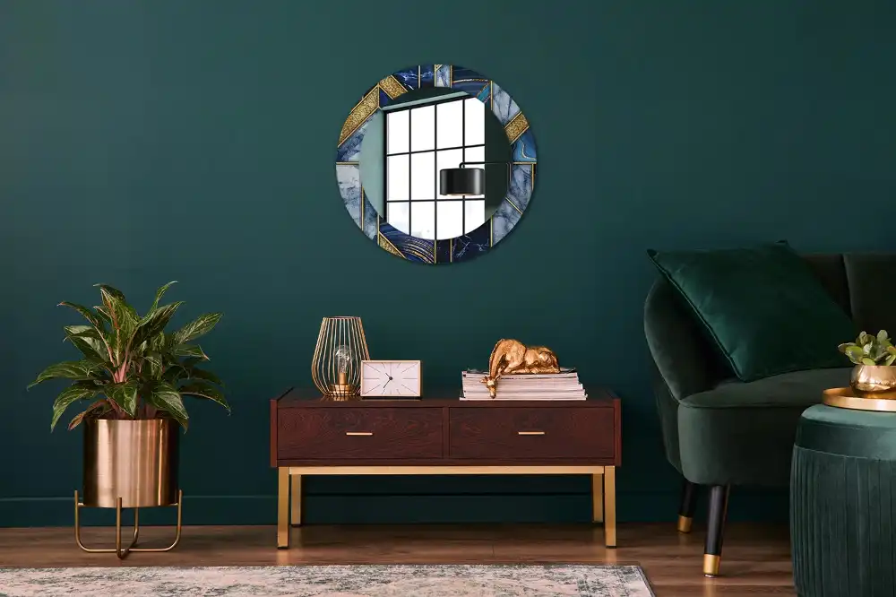 Round decorative mirror Modern marble