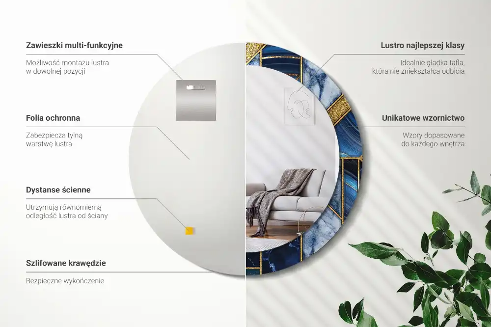 Round decorative mirror Modern marble