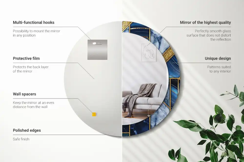 Round decorative mirror Modern marble