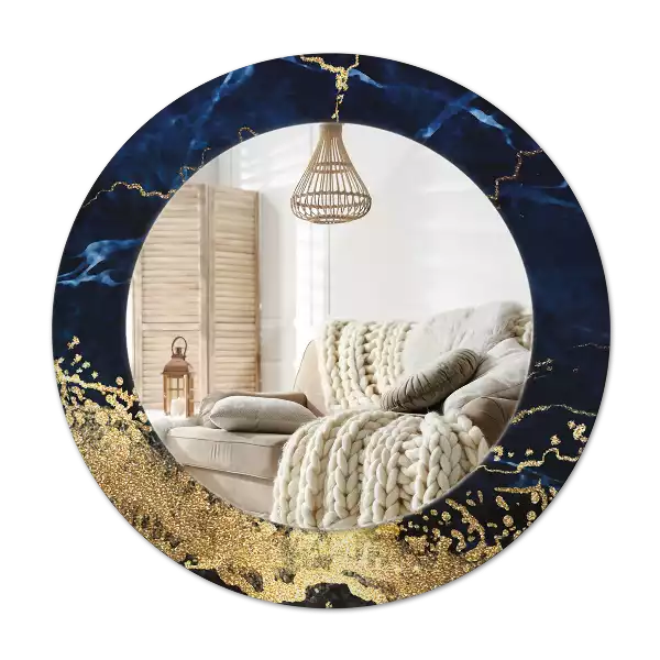 Round decorative mirror Blue marble