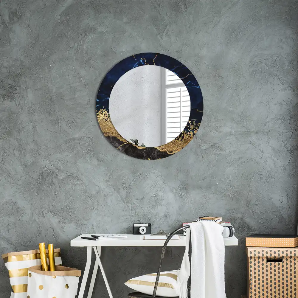 Round decorative mirror Blue marble