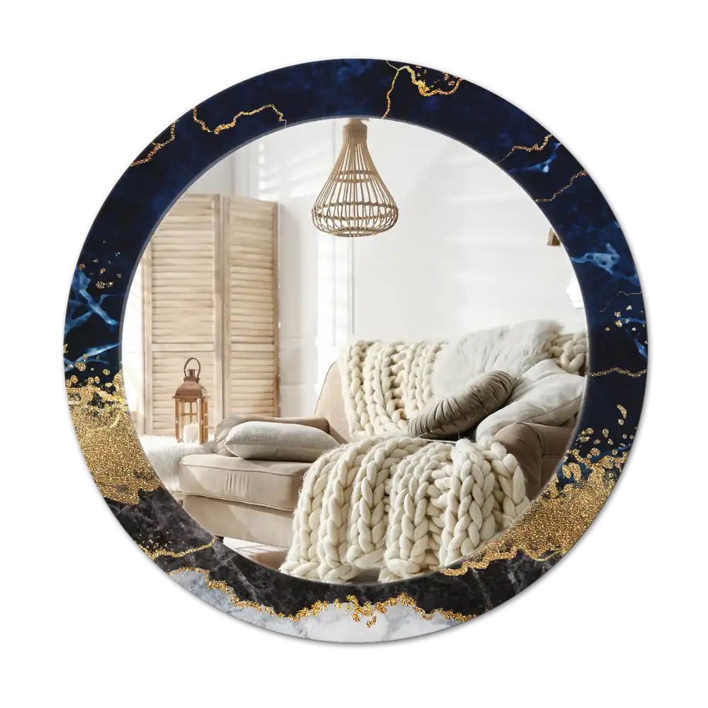 Round decorative mirror Blue marble