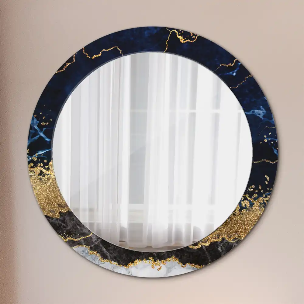 Round decorative mirror Blue marble