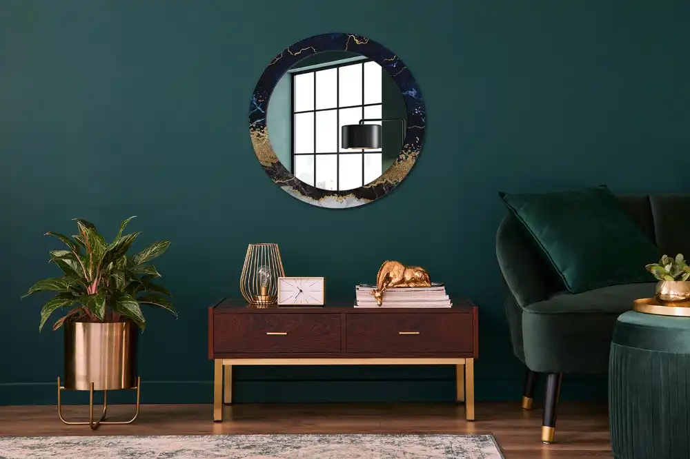 Round decorative mirror Blue marble