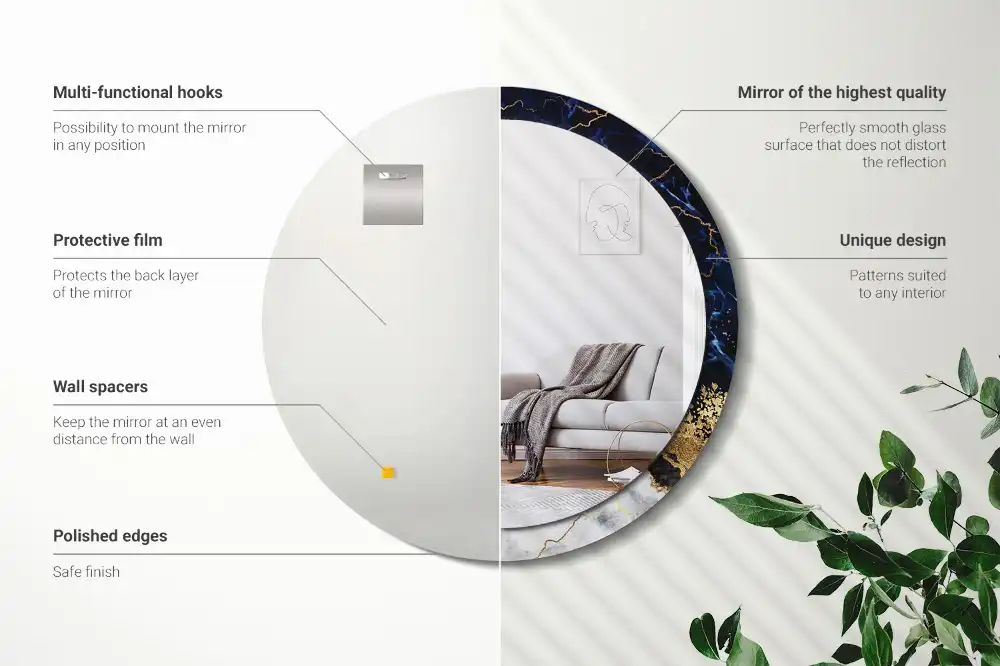 Round decorative mirror Blue marble