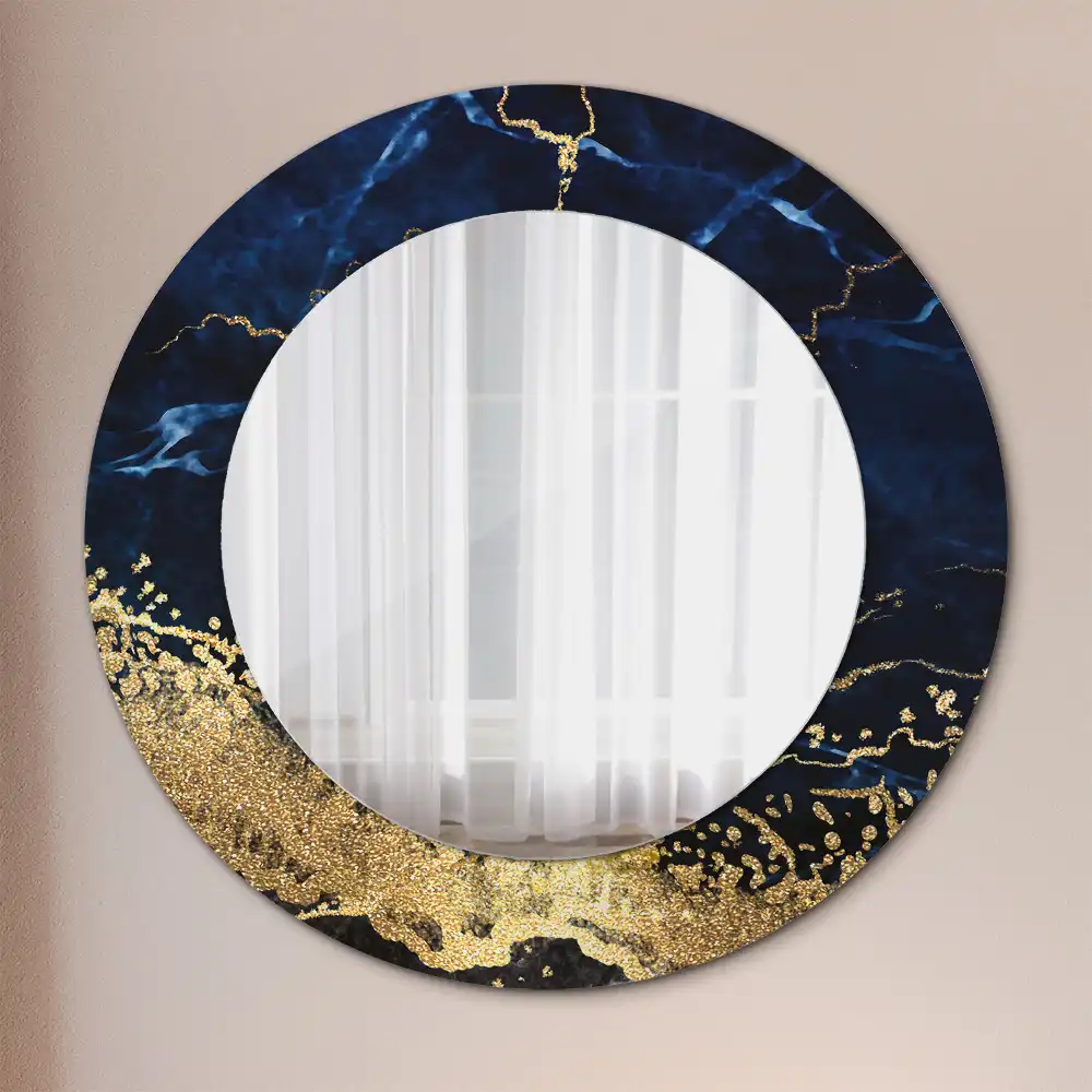 Round decorative mirror Blue marble