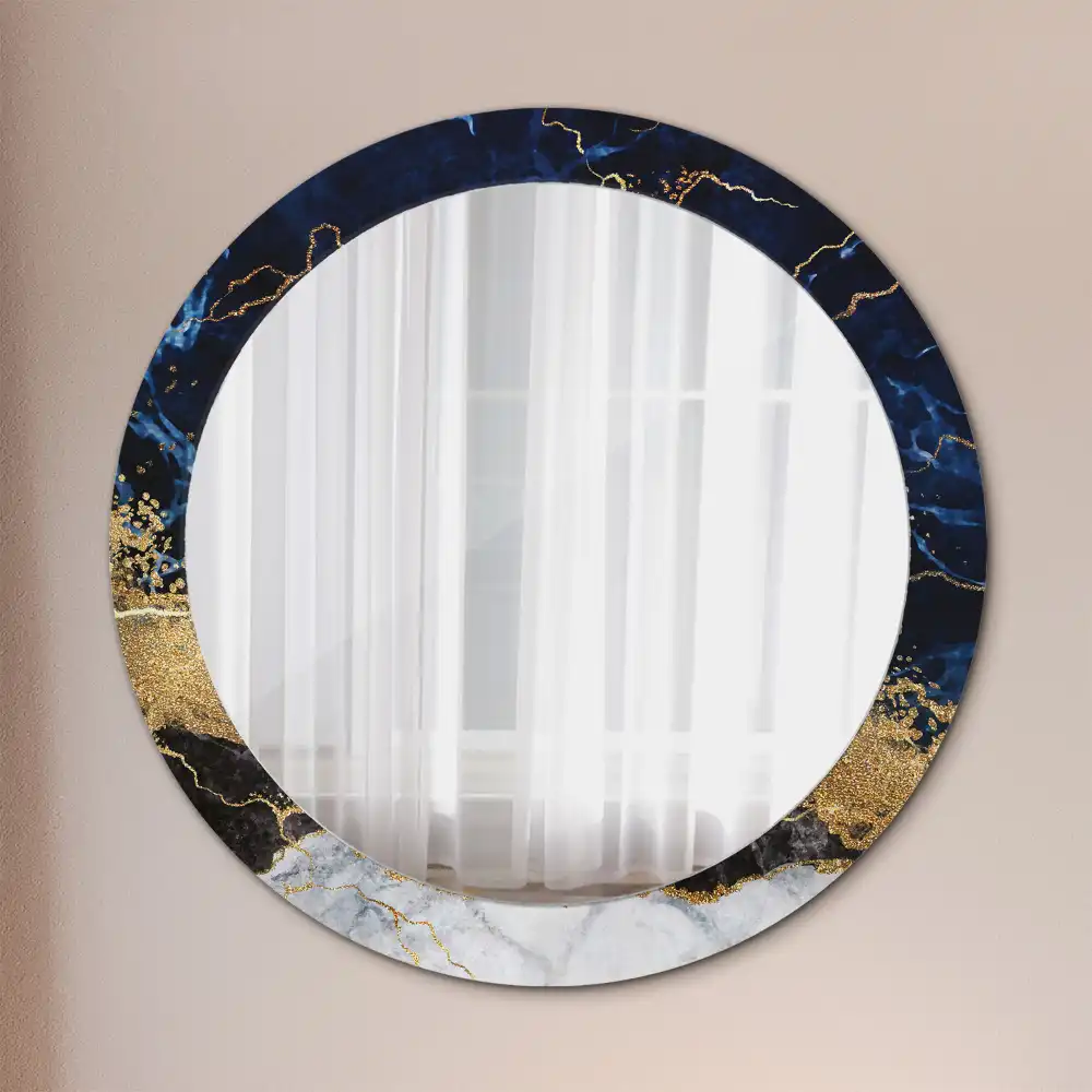 Round decorative mirror Blue marble
