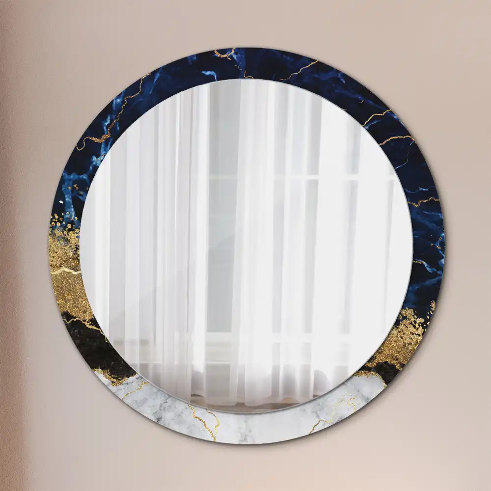 Round decorative mirror Blue marble