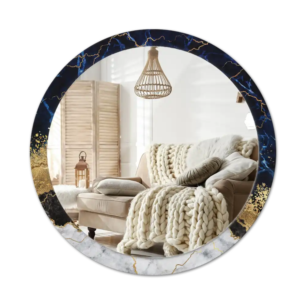 Round decorative mirror Blue marble