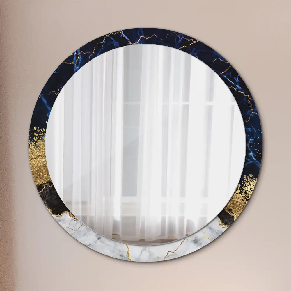 Round decorative mirror Blue marble