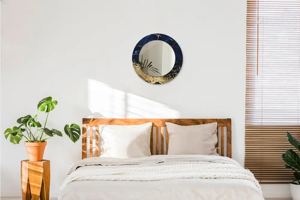 Round decorative mirror Blue marble