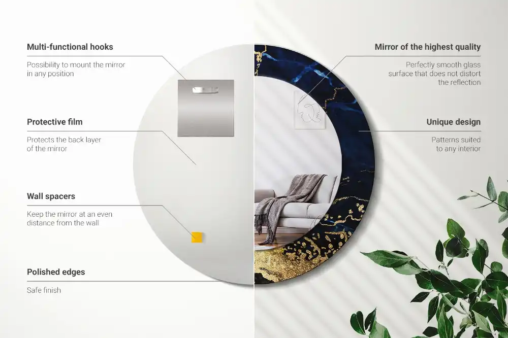Round decorative mirror Blue marble