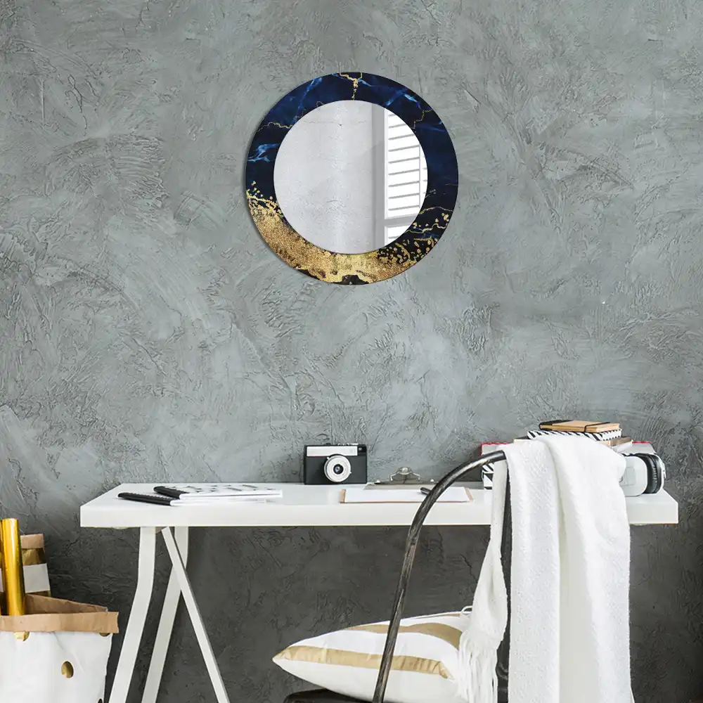 Round decorative mirror Blue marble