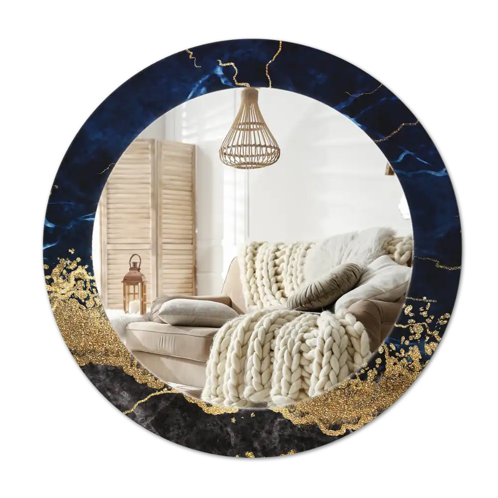 Round decorative mirror Blue marble