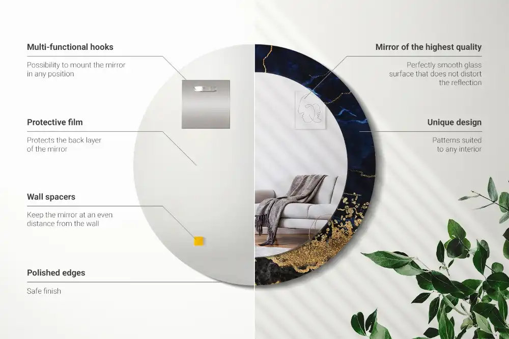 Round decorative mirror Blue marble
