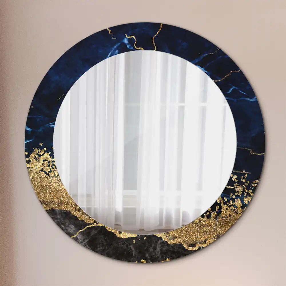 Round decorative mirror Blue marble
