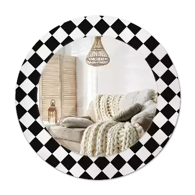 Round mirror frame with print Chess desk