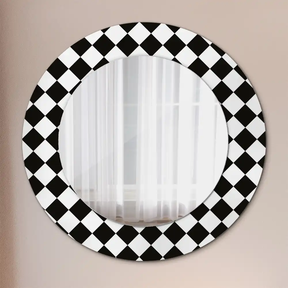 Round mirror frame with print Chess desk