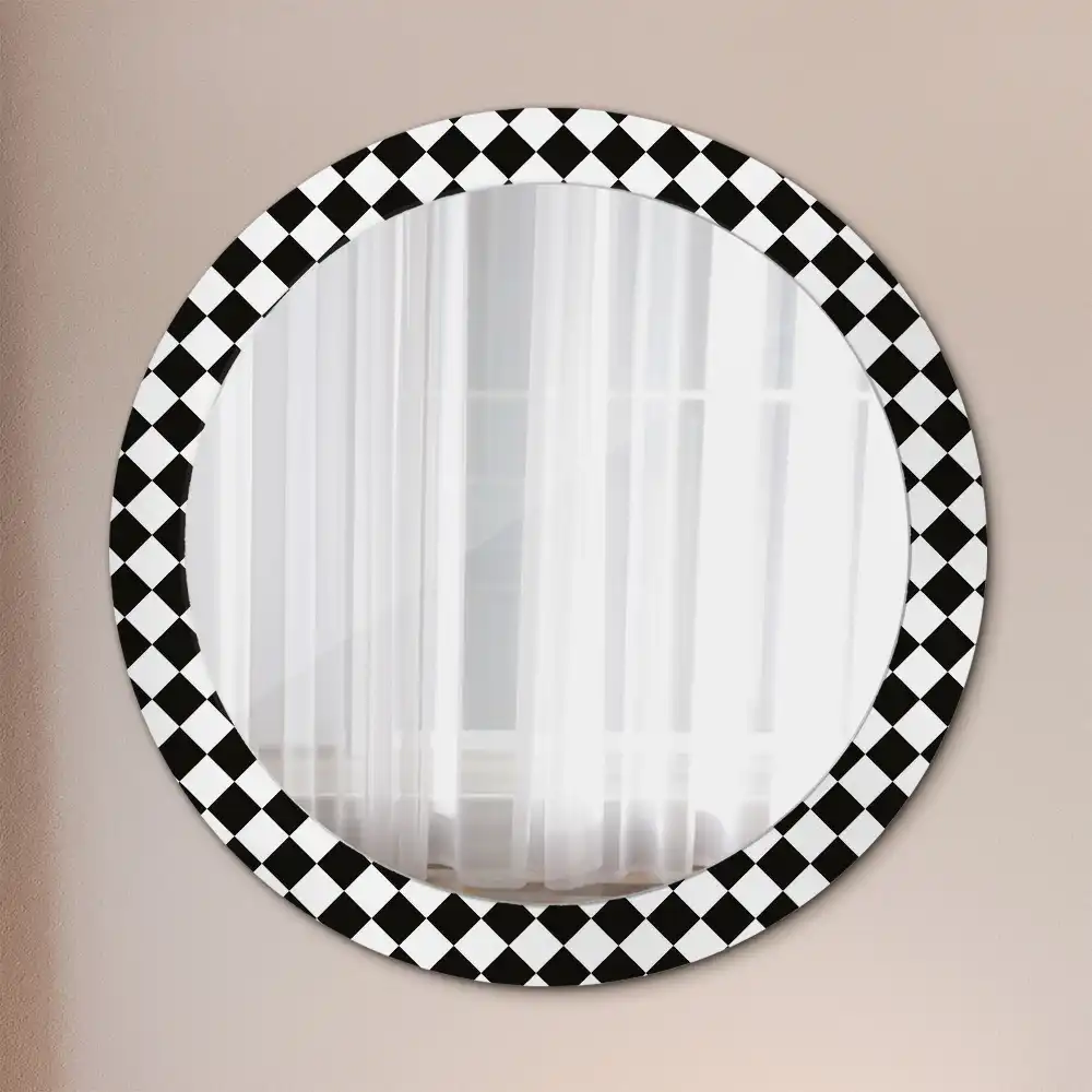 Round mirror frame with print Chess desk