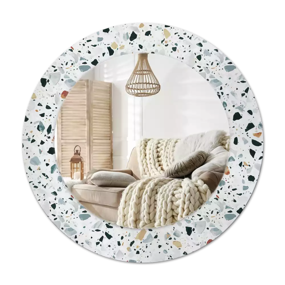 Round printed mirror Natural stone