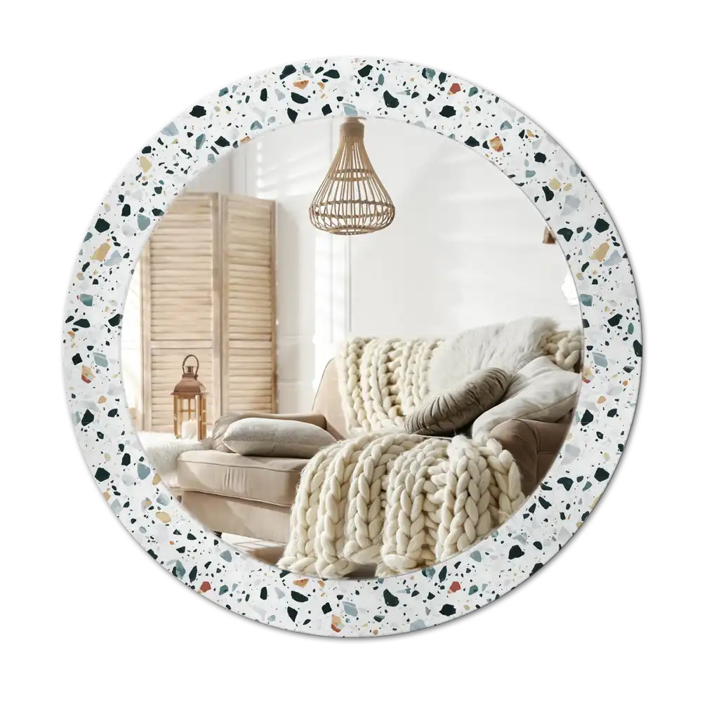 Round printed mirror Natural stone