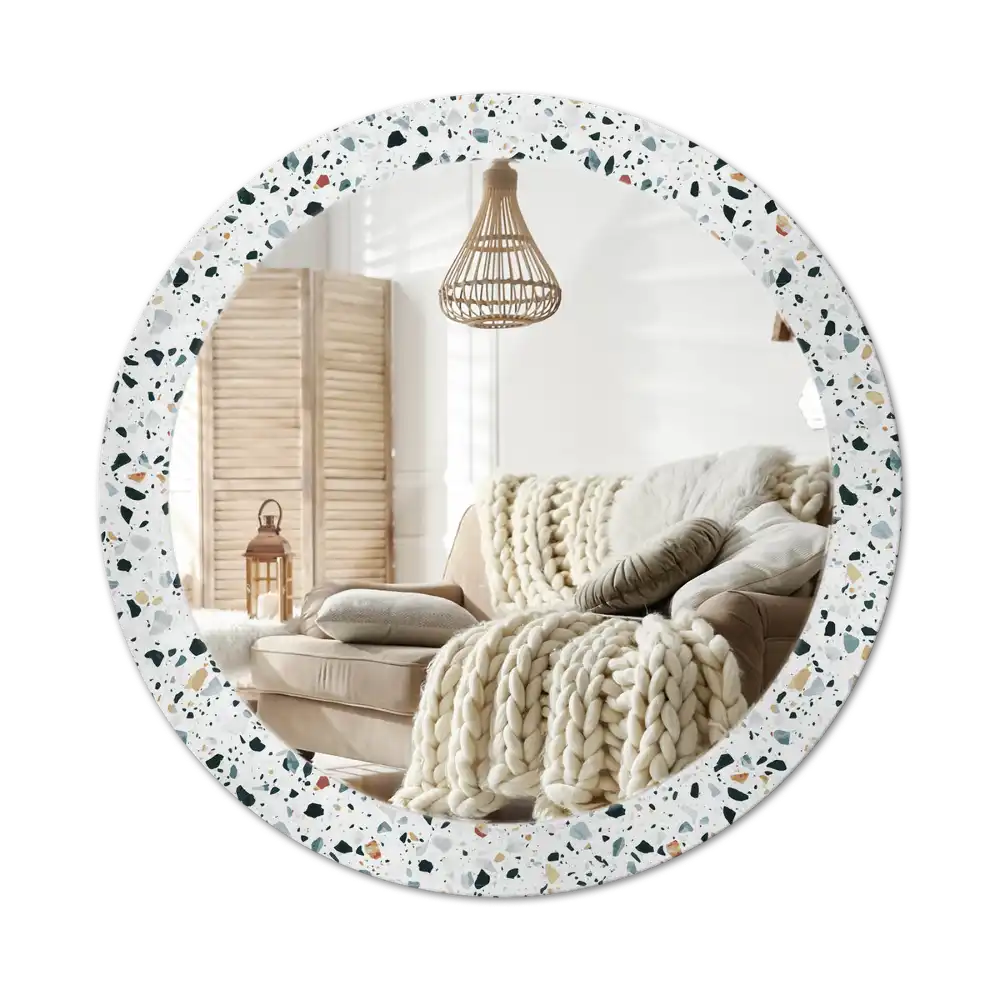 Round printed mirror Natural stone