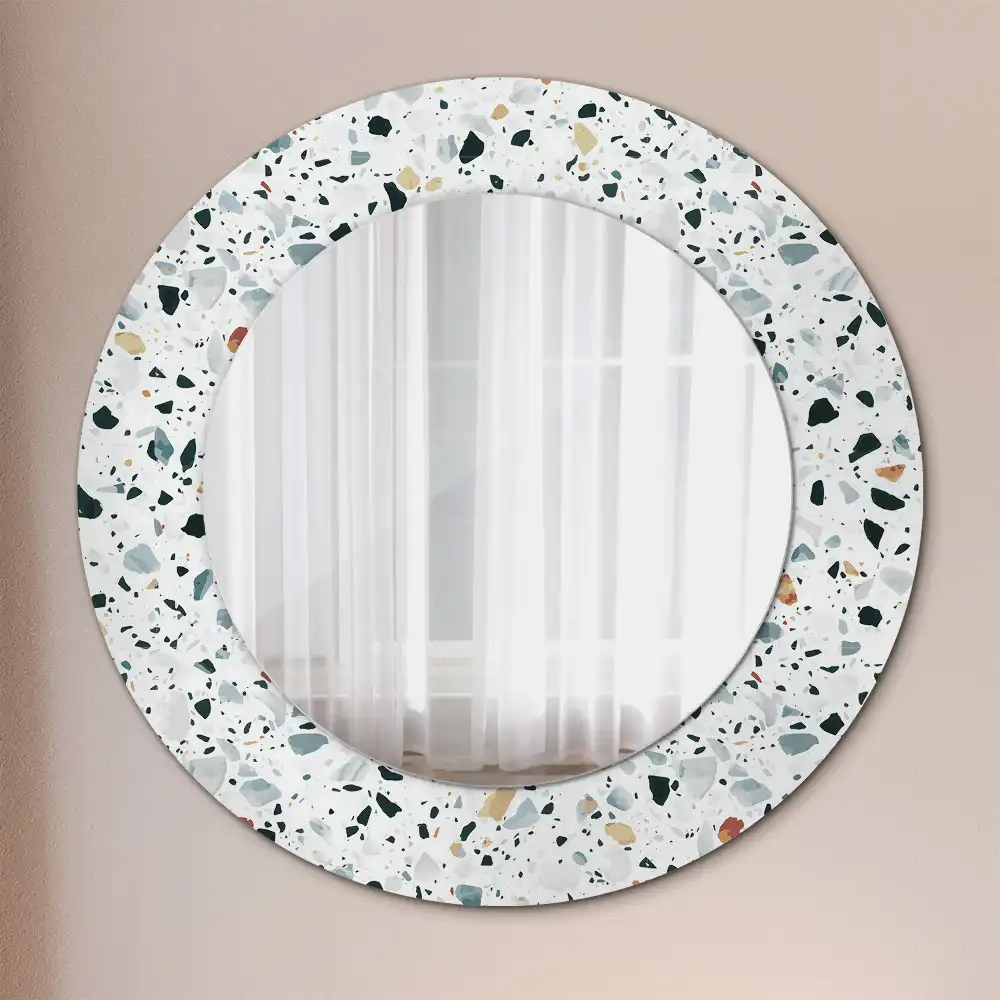 Round printed mirror Natural stone