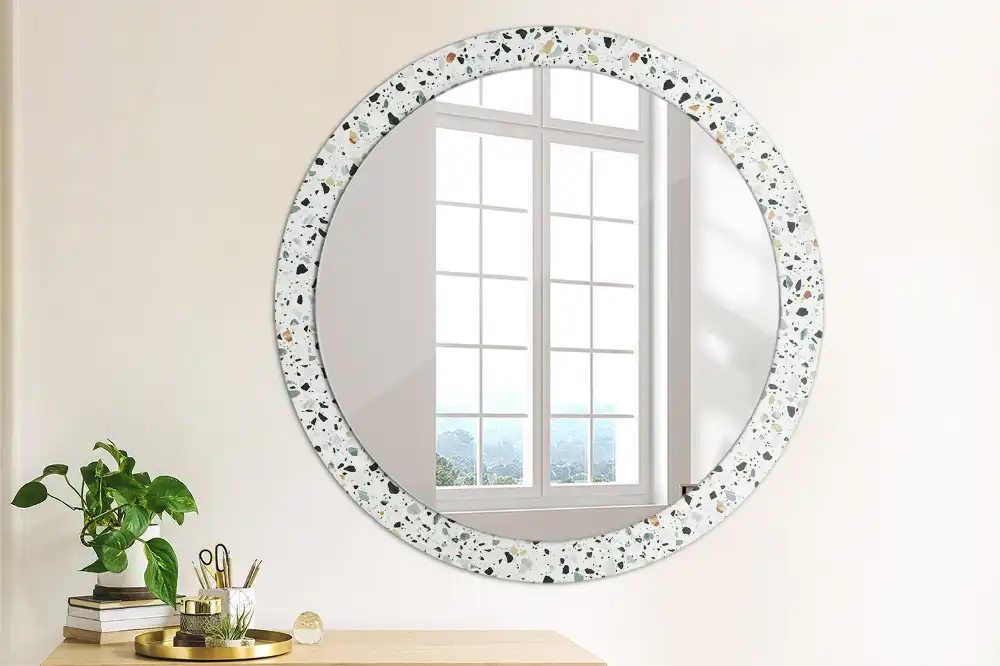Round printed mirror Natural stone