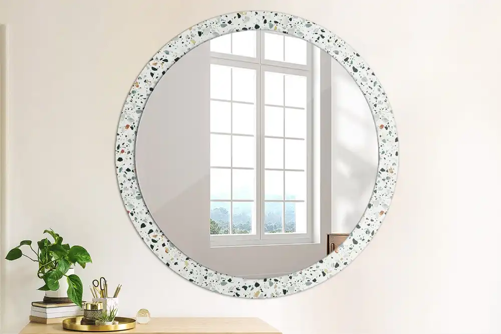 Round printed mirror Natural stone