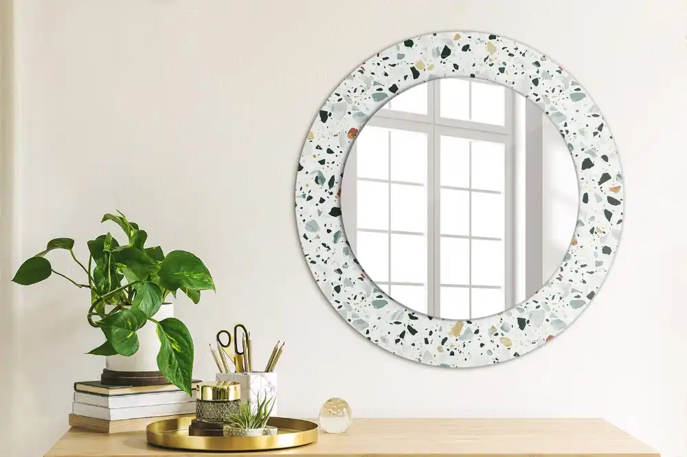 Round printed mirror Natural stone
