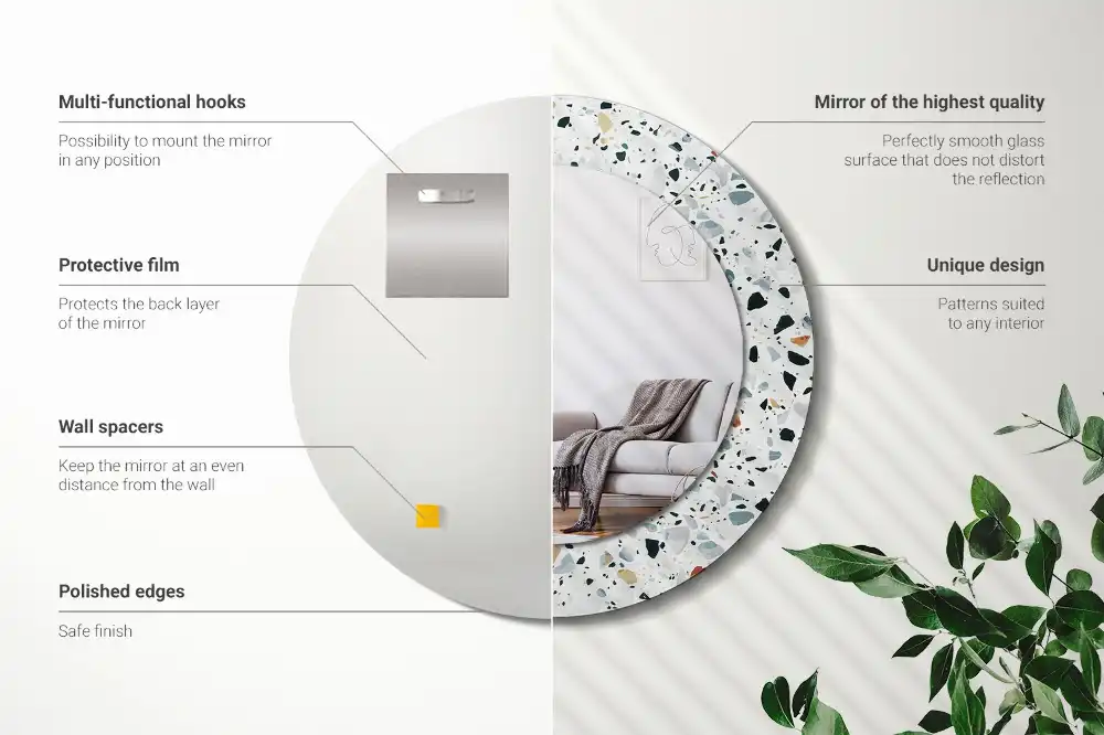 Round printed mirror Natural stone