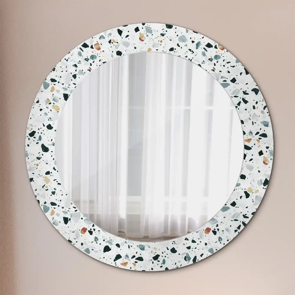 Round printed mirror Natural stone
