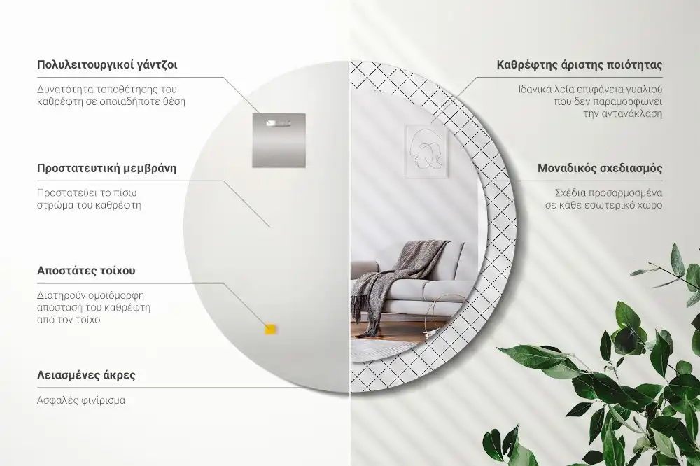 Round decorative mirror Cross lines