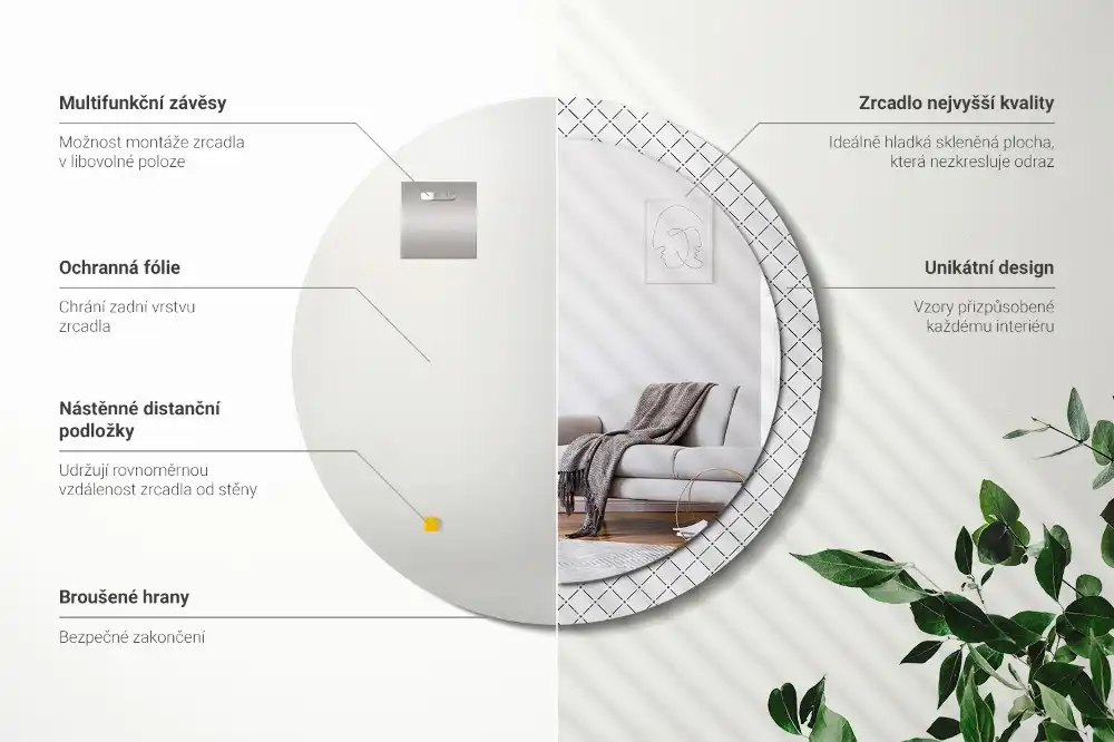 Round decorative mirror Cross lines