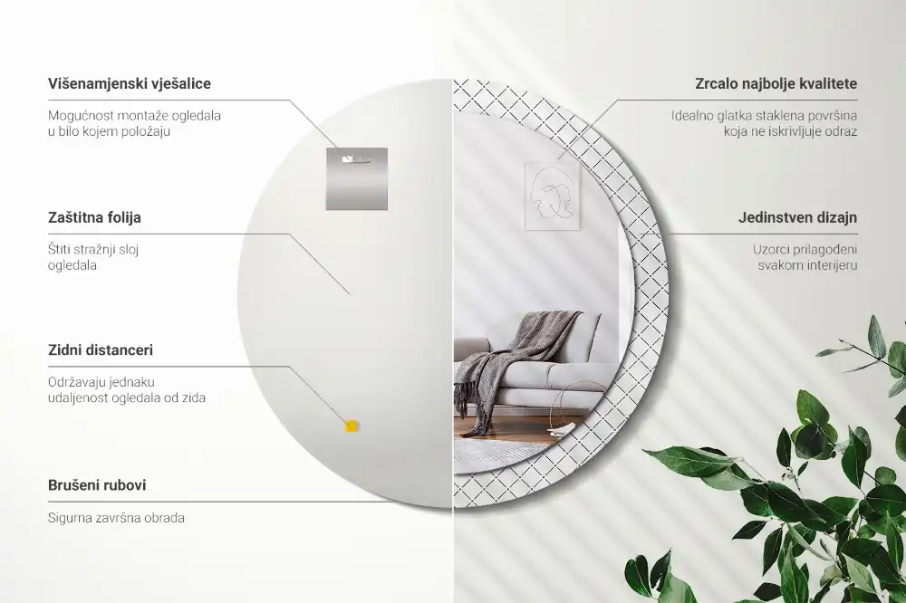 Round decorative mirror Cross lines