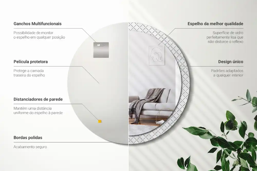 Round decorative mirror Cross lines