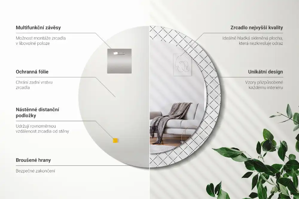 Round decorative mirror Cross lines